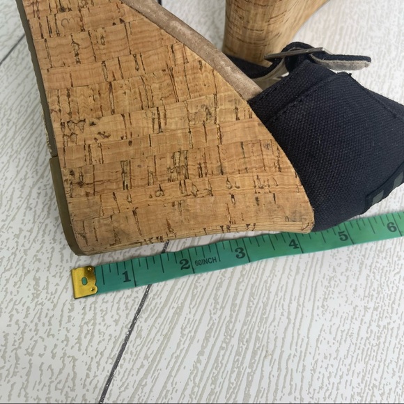 Toms | Black Strappy Cork Wedge - Picture 2 of 4